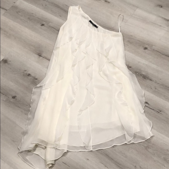 Ark & Co. One Shoulder White Ruffle Dress - L - Picture 7 of 12